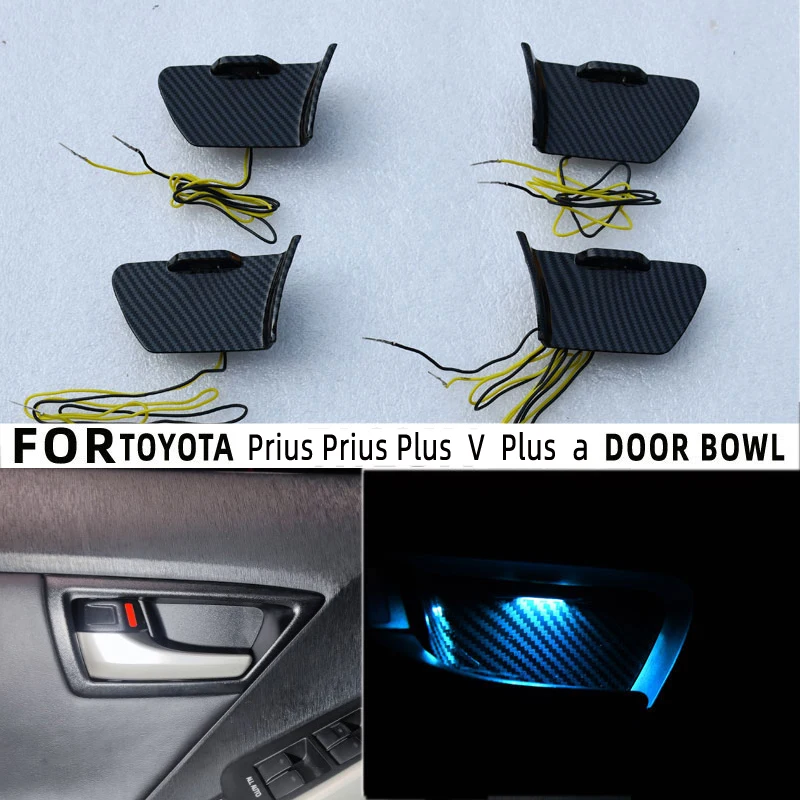 Car LED Door Bowl Armrest Atmosphere Light Interior Lights Decoration DoorBowl Handle Frame Light forToyota Prius PLUS v  Plus a