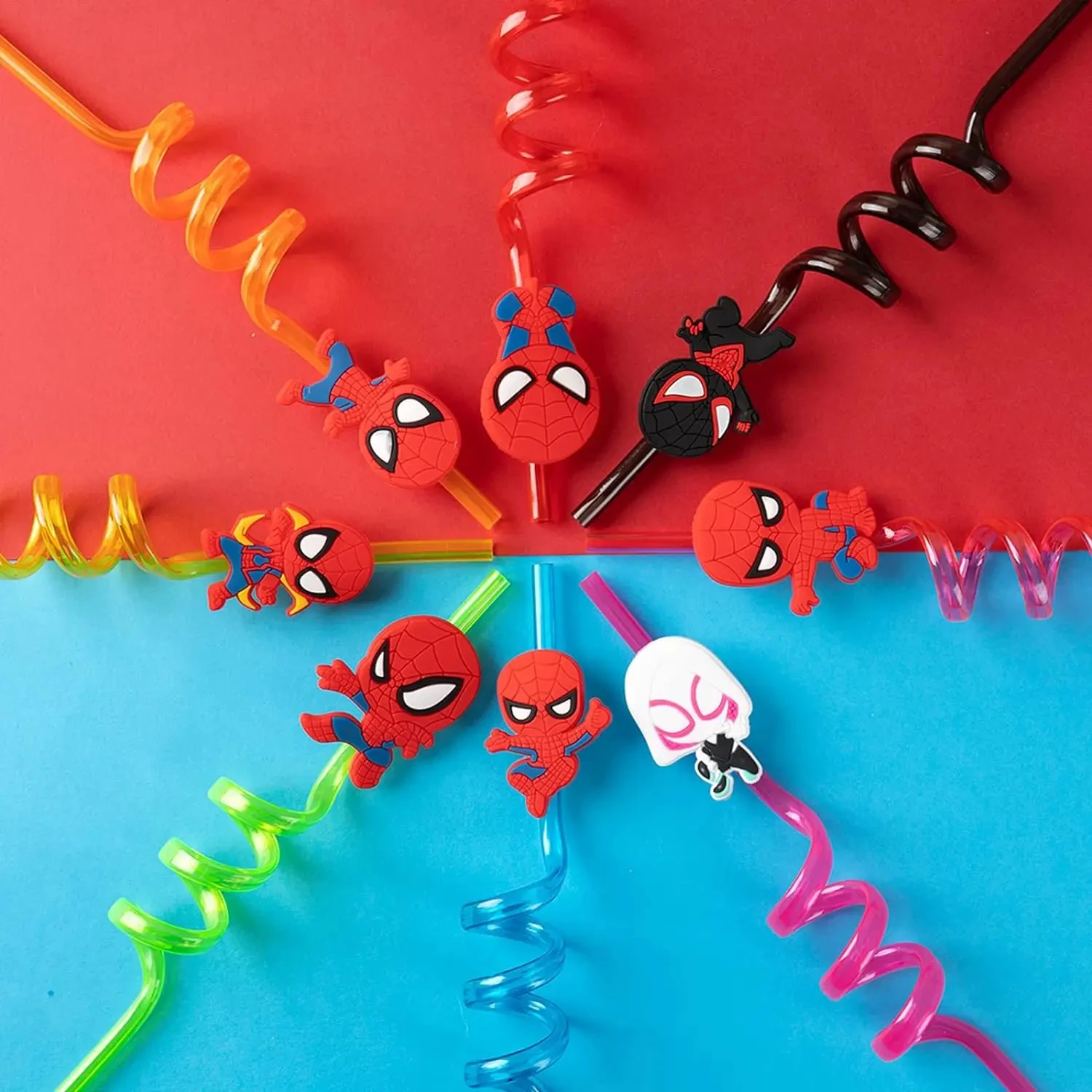Party supplies Disney Spidey reusable drinking straws Spider Man birthday party supplies kinds of design spider party gifts Straws Supplies