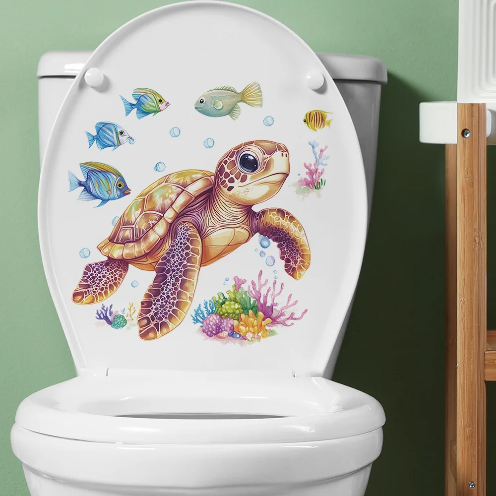 1PCS Cartoon Underwater World Toilet Stickers toilet stickers toilet wall stickers
