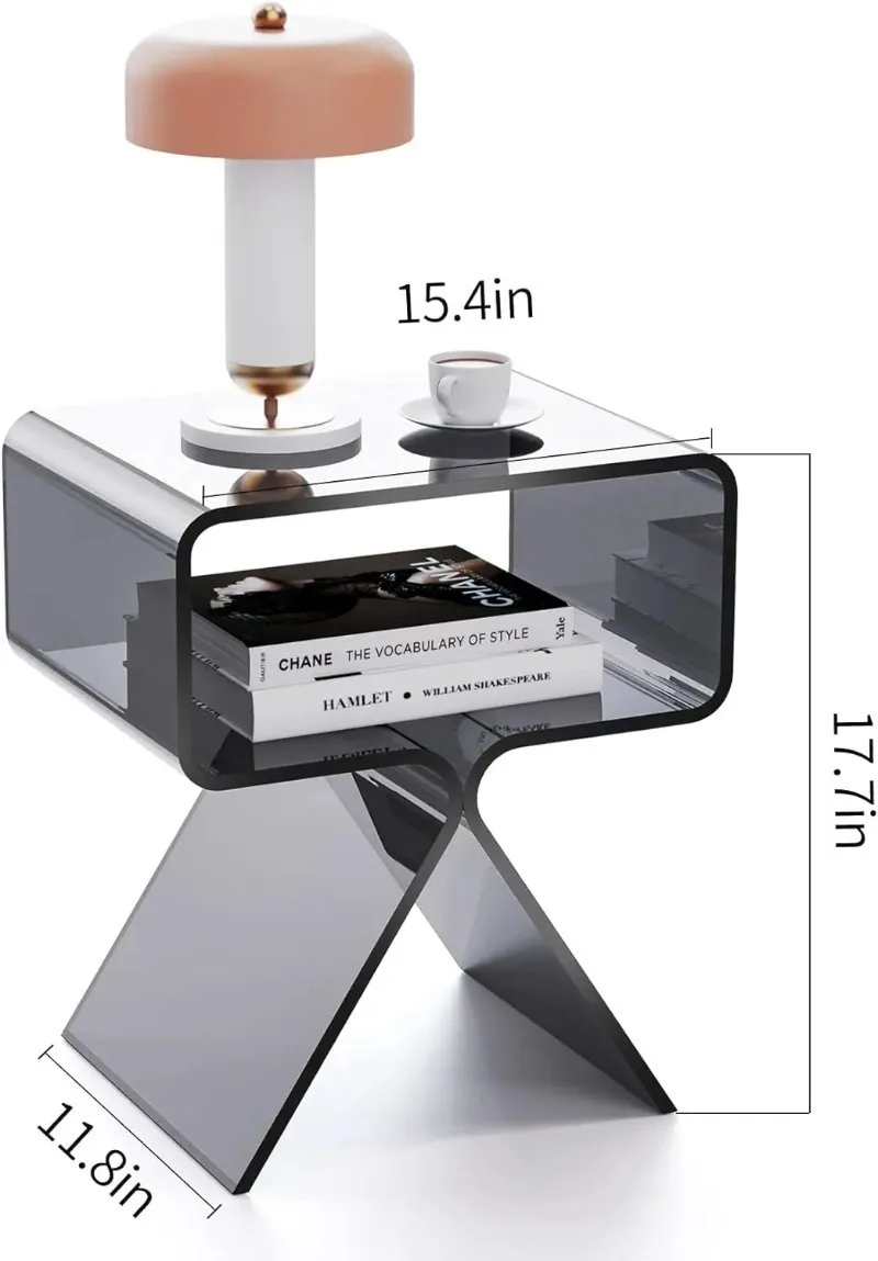 Acrylic Nightstand Side Table Modern Design Clear Home Decor Display End Table for Living Room