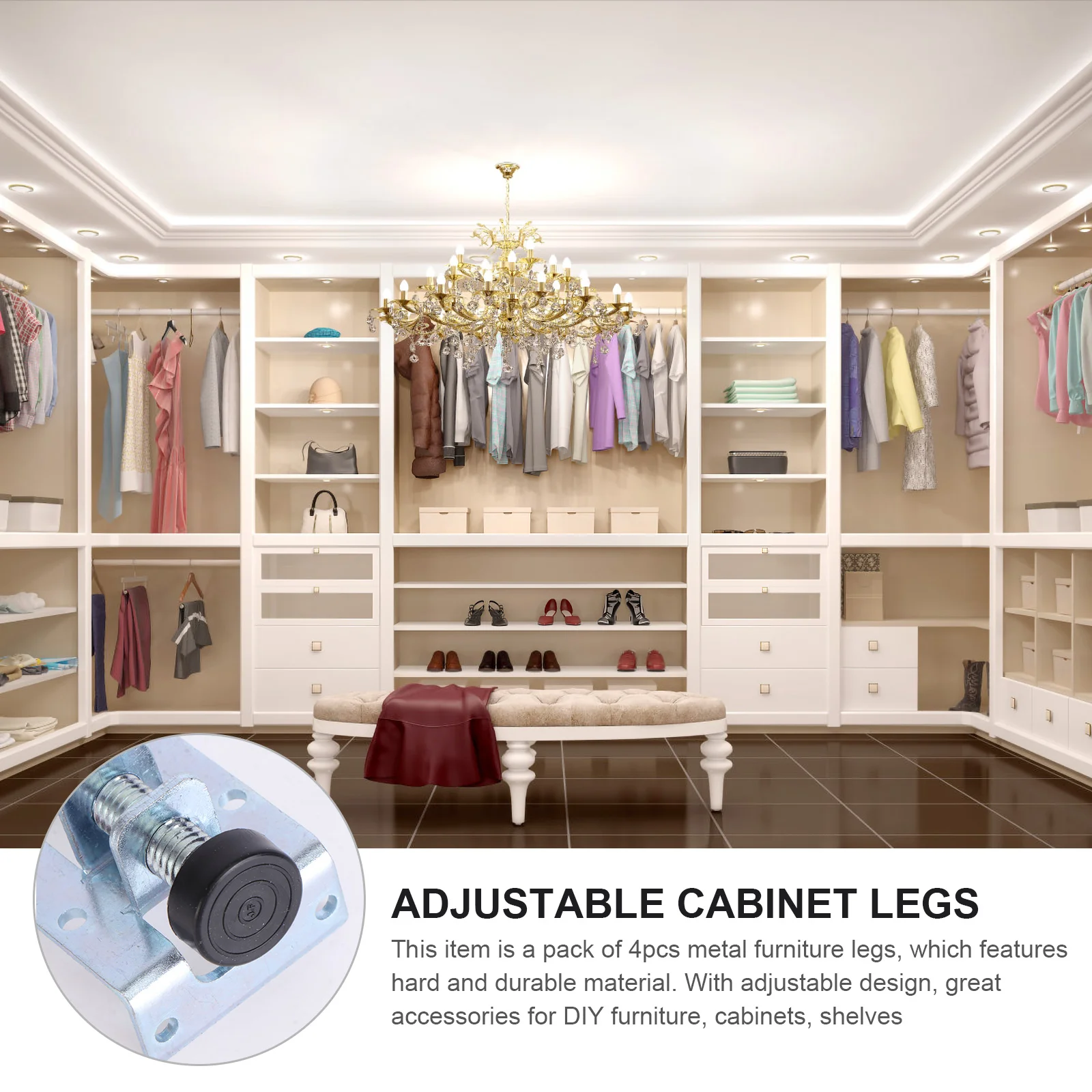 4Pcs Metal Heavy Duty Cabinet Leg Levelers Adjustable Leveling Feet Leveling Feet Furniture Legs, Table Sofa Cabinet Leveling