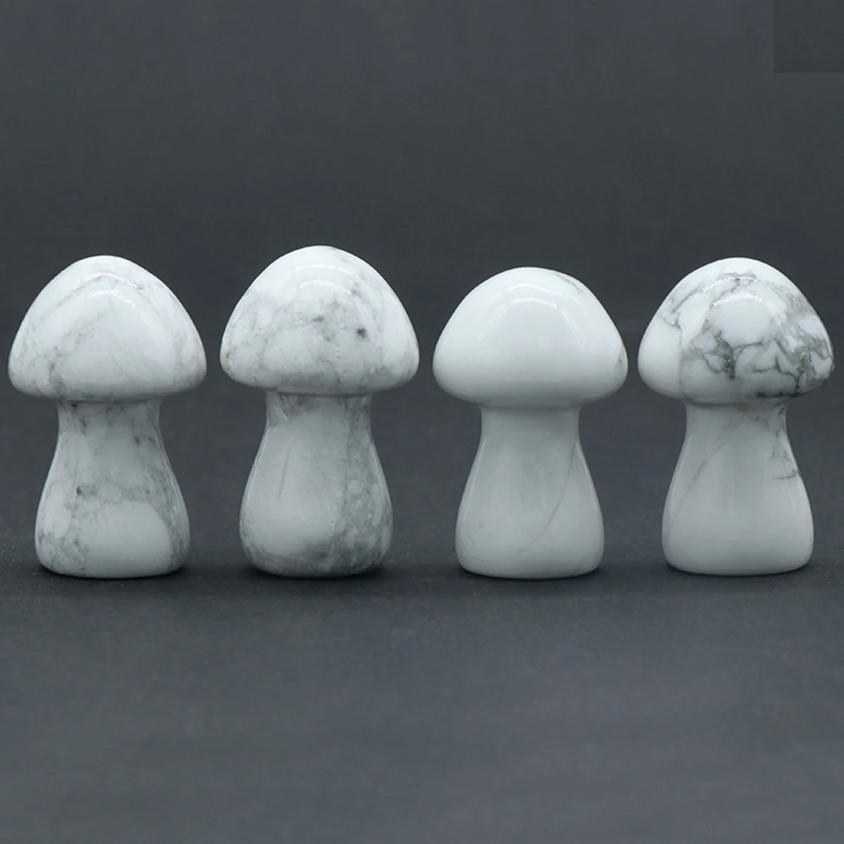 

Howlite Mushroom Figurine Garden Ceramic Statue Pot Decoration Lawn Ornaments Gemstone Crystal for Outdoor 4PCS