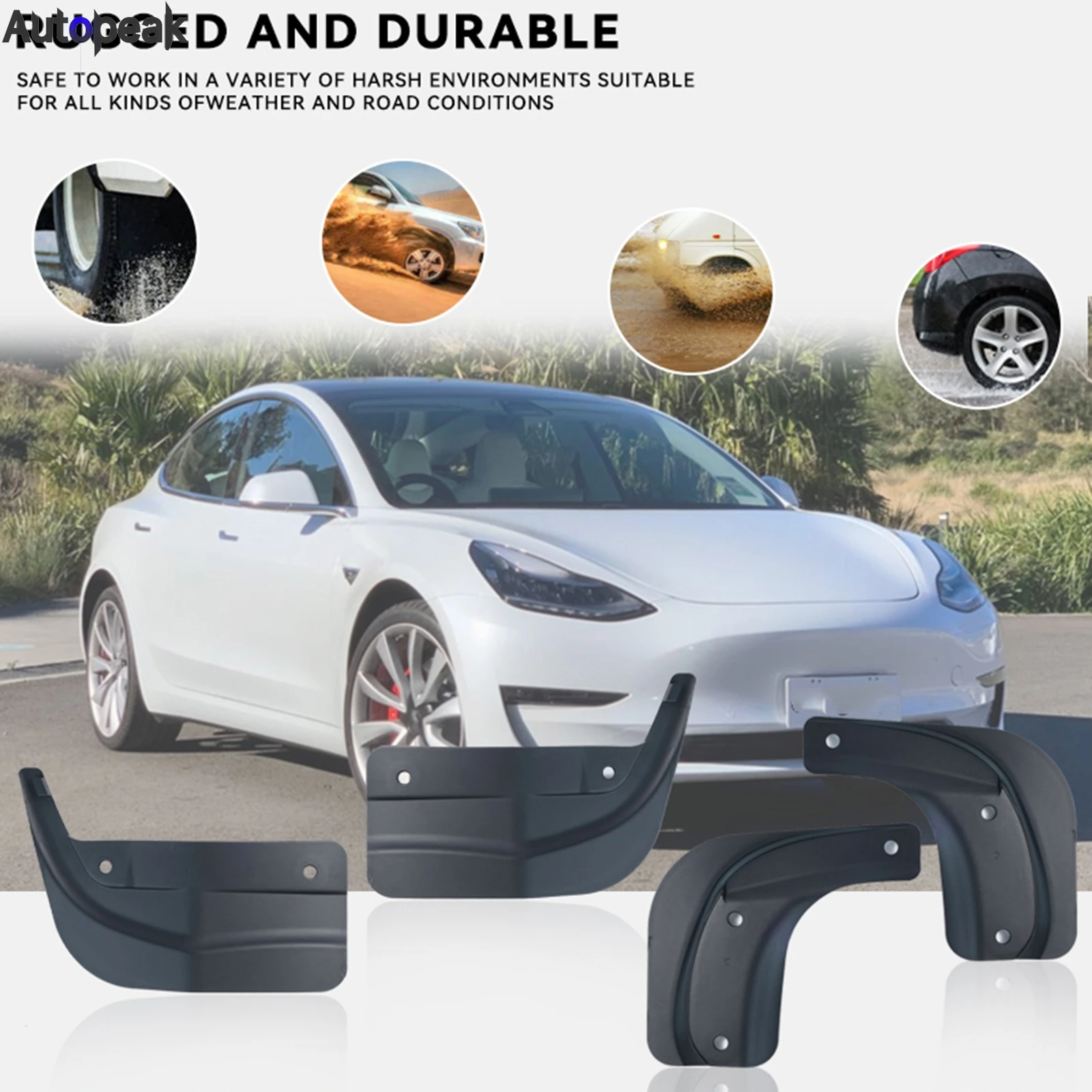 4 шт., брызговики для Tesla Model 3 Highland Refresh 2024 4 шт., брызговики для Tesla Model 3 Highland Refresh 2024