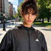 Veste à capuche tissée Adidas pour femme JX1872 Noir Clima365 Coupe-vent 4