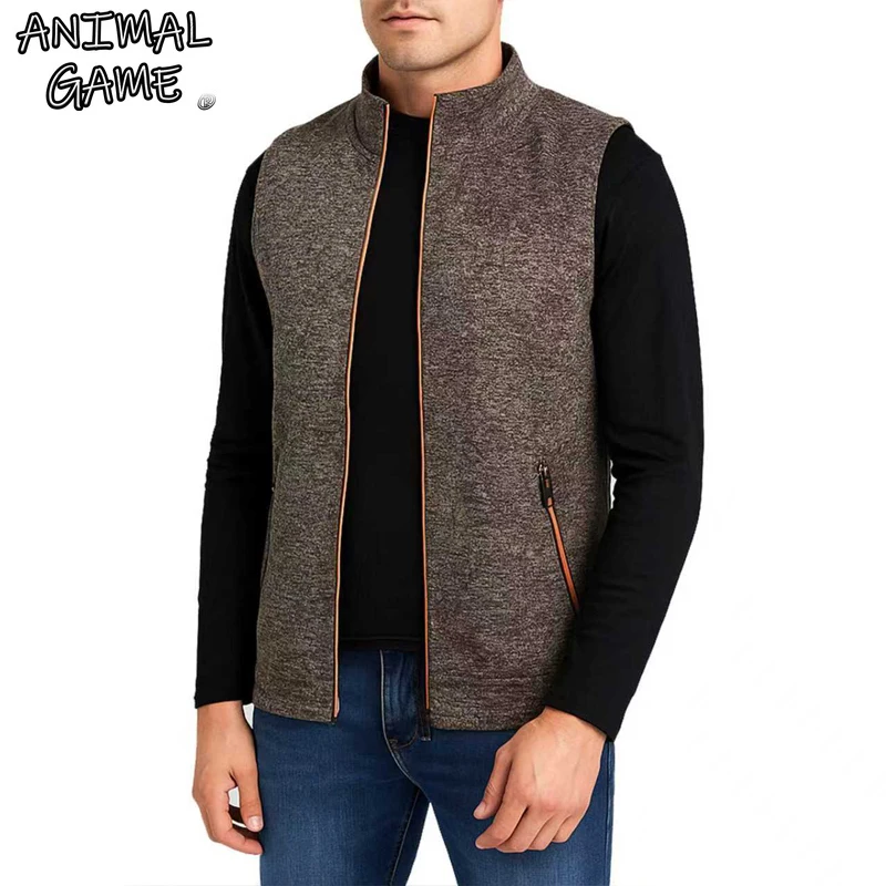 Animal Game Mens Zipper Sleeveless Vest Coats Outdoor Casual Sweatshirts Outdoor Cycling Work Jackets Hiking Streetwear Tank Top