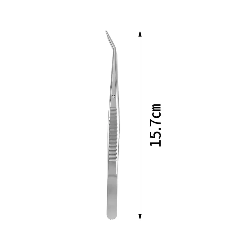 Dental Cotton Dressing Tweezers Stainless Steel Surgical Serrated Curved Tweezers Pincers Forceps Dentistry Instruments precision tweezers tweezer tool