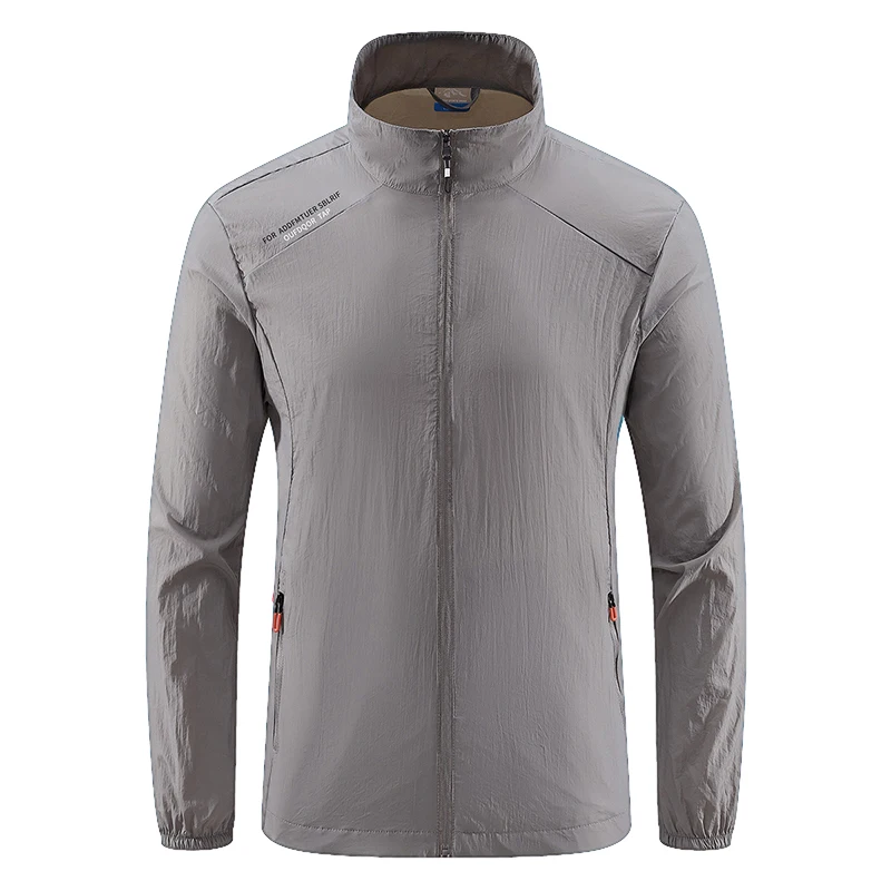 2024 미니멀리스트 남성용 얇은 재킷, 스탠드 업 칼라, 포켓 지퍼, 긴팔, 야외 스포츠, UV 차단 의류, 여름 신상