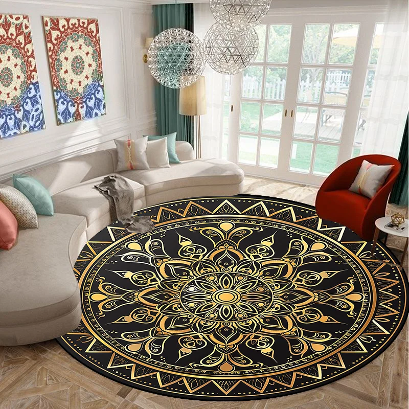 Morocco Retro Carpets for Living Room Sofa Home Decor Round Rug Large Area Cloakroom Lounge Rugs Washable Bedroom Floor Mat 4