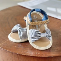 Infant Baby Girls Summer Sandals with Flower Bowknot Soft Sole Wedding Dress Flats Newborn First Walkers Crib Dress Shoes 6