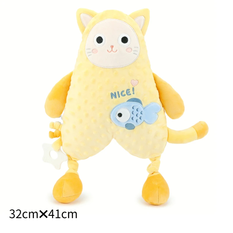 Baby Soft Plush Toy Newborn Toy Baby Hand Puppet Doll Baby Soothing Sleeping Companion Toy with Teether Soft Touch Plush Animal