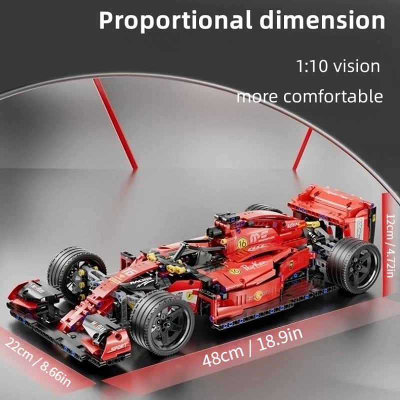 F1 RC 경주용 자동차 빌딩 세트, MOC 리모컨 빌딩 블록, 멋진 소장용 모델 자동차 키트, 빌딩 장난감, 1163PCs