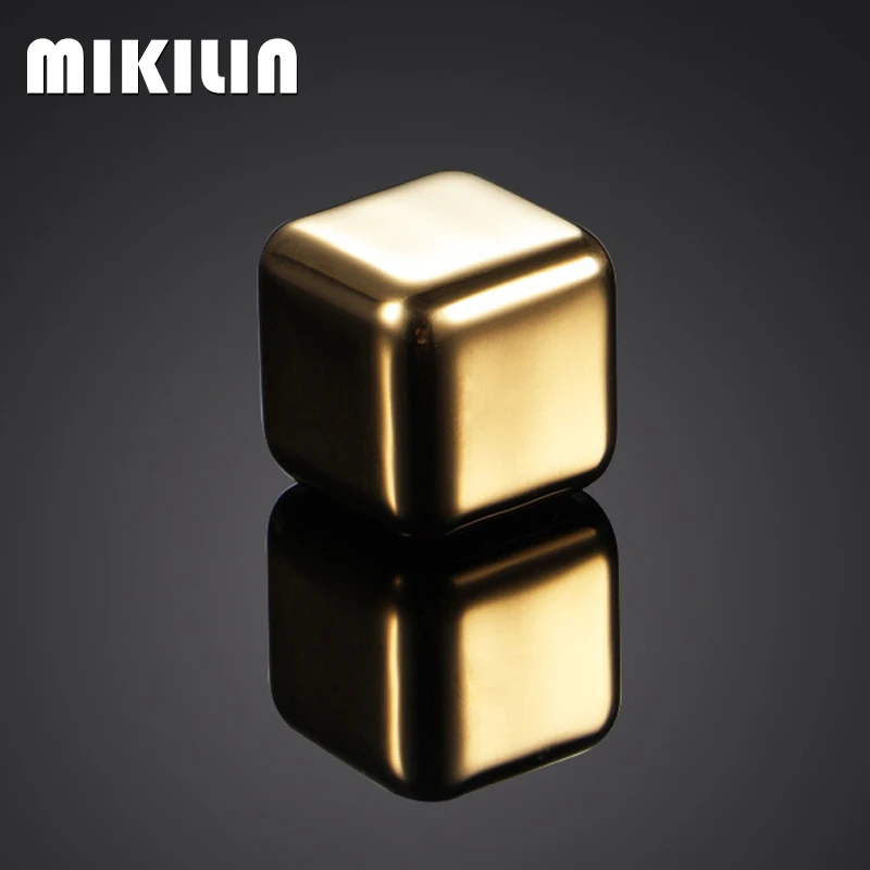 Reusable Stainless Steel Ice Cubes Whisky Wine Quick-frozen Metal Ice Cubes Gold Cooling Stones Beer Cooler Bar Accessories Tool