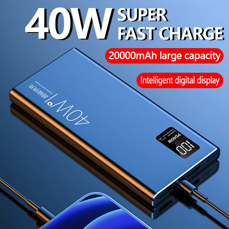 pebble power bank 40w Super Fast Charging Large Capacity 20000 mAh Power Bank Two-way Fast Charging Digital Display External Battery QC3.0 powerbank 30000