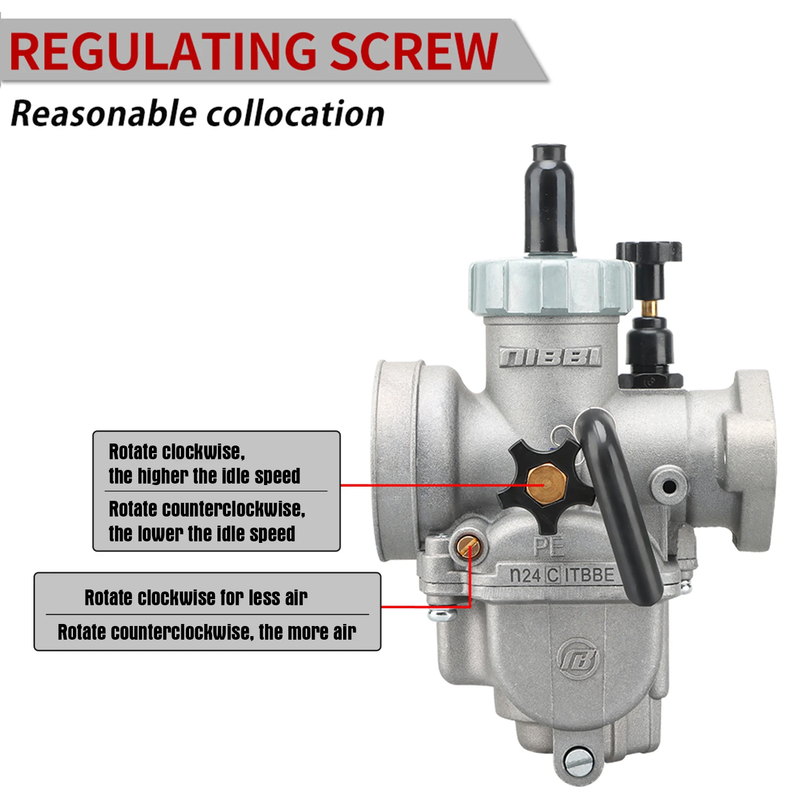 NIBBI-carburador de 4T 2T PE19/22/24/26/28mm con brida, motor de motocicleta con chorros de carburador para YAMAHA, Kawasaki, SUZUKI, Pit Dirt Bike - Imagen 3