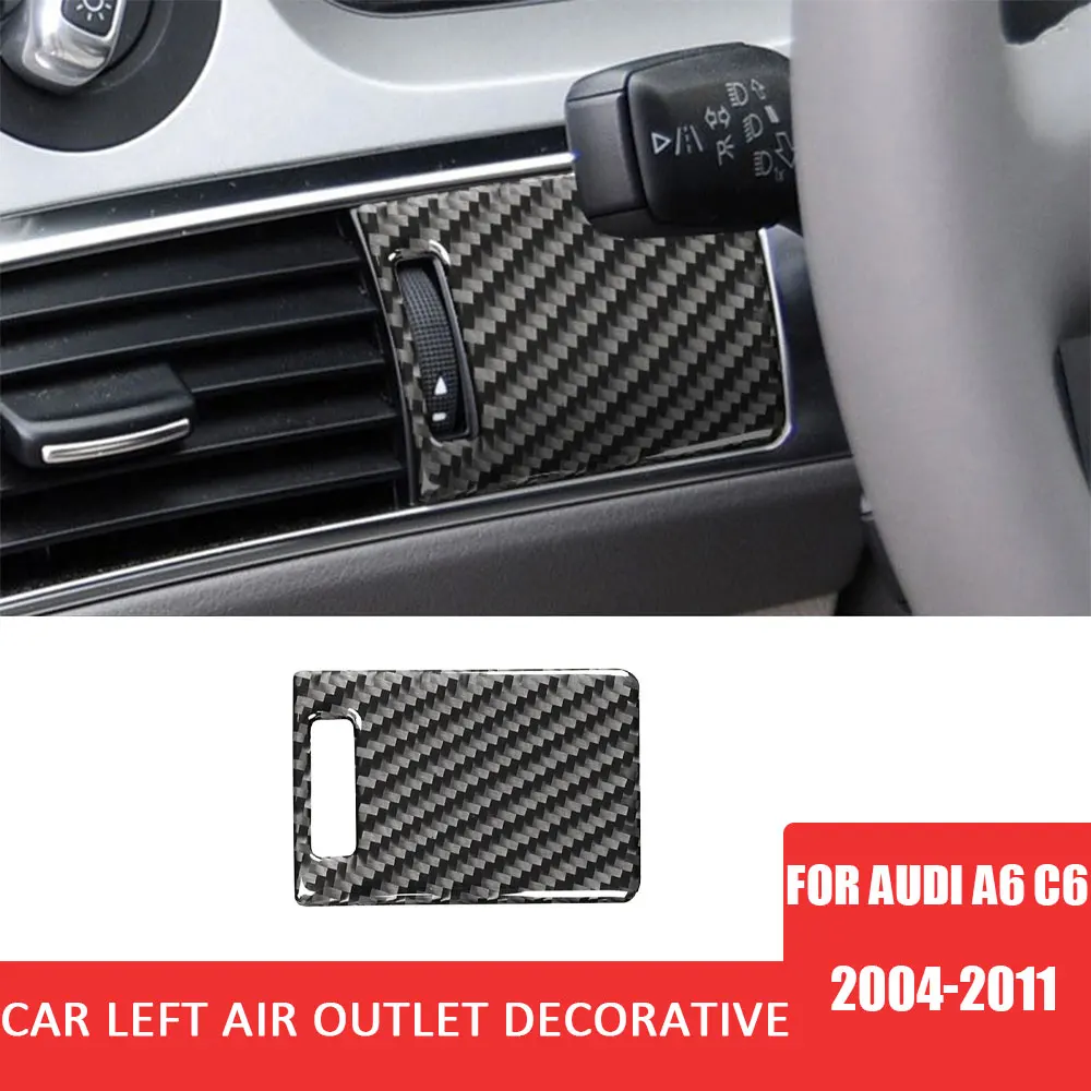 Car Left Side Air Outlet Panel Trim Sticker Carbon Fiber Cover for Audi A6 C6 2004-2011 Auto Interior Accessories