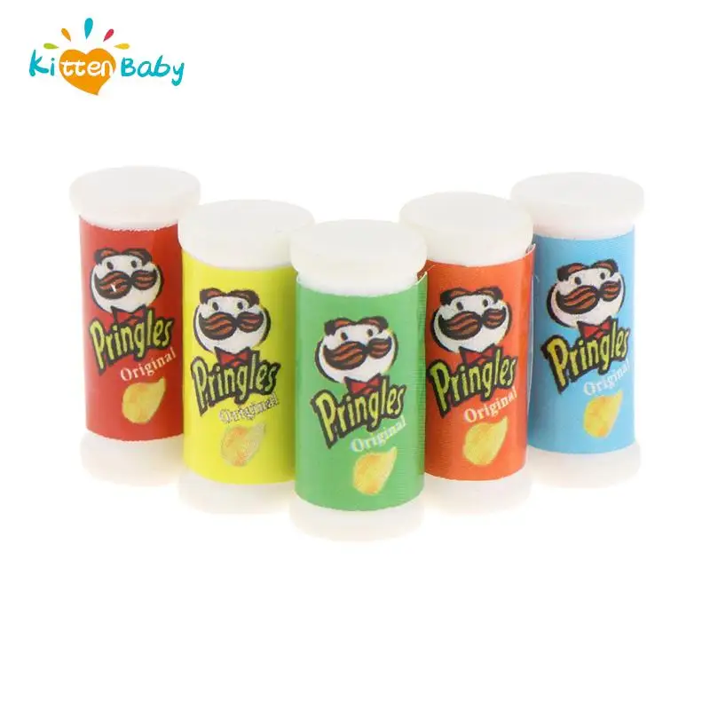 10Pcs 1:12 Dollhouse Miniature Food Snacks Simulation Potato Chips Bottle Modle Toy Pretend Play Kitchen Doll House Decoration
