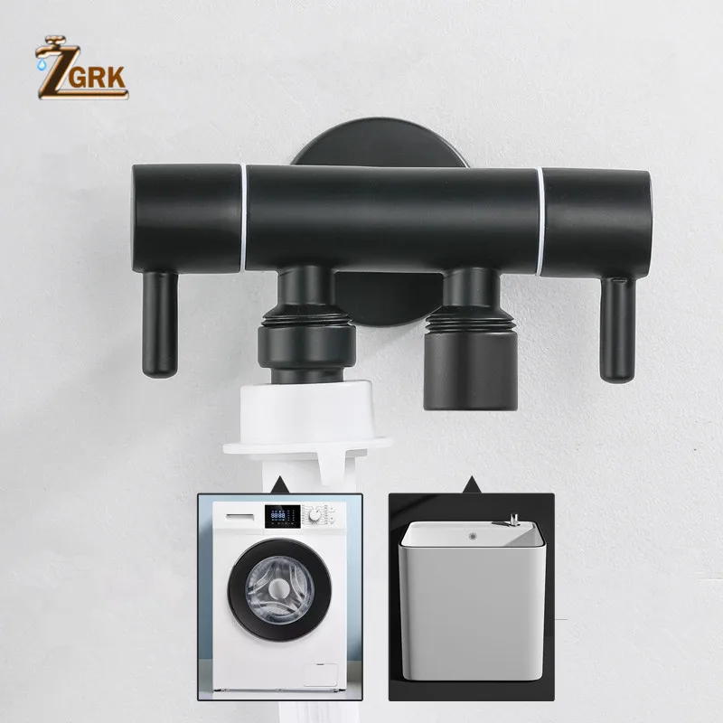 

ZGRK Black Multi-Function Washing Machine Faucet Stainless Steel Bathroom Wall Faucet Mop Tap Outdoor Garden Water Taps