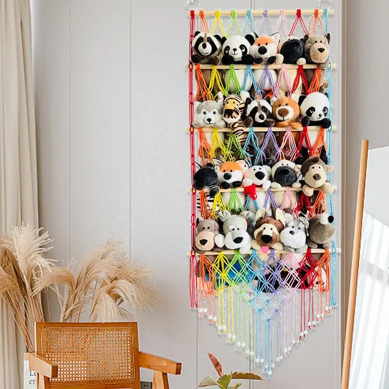 

Stuffed Animals Toys Hammocks Net Hangable Kids Toys Storage Organizer Macrame Boho Net Hammock For Decorate Children's Rooms