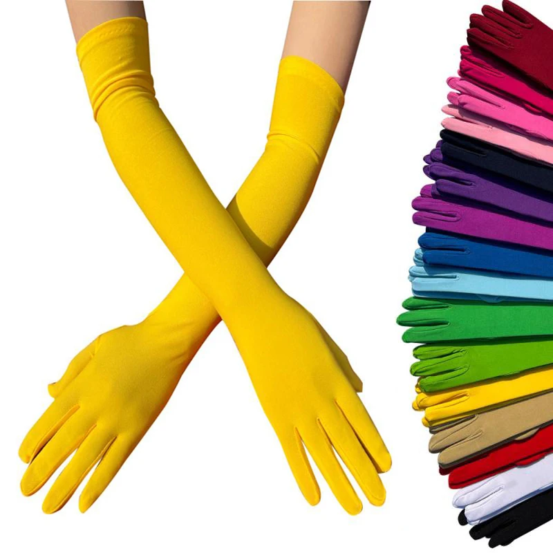 

Ladies Mittens Milk Silk Stretch Ladies Gloves Festival Party Group Show Bar Dance Dress Up Gloves 45Cm Long Gloves