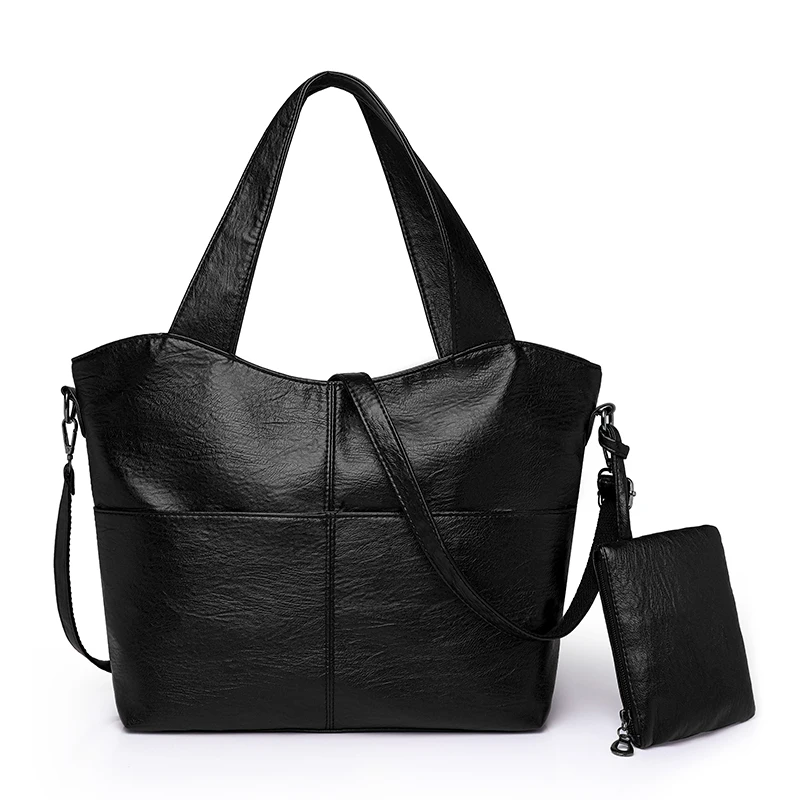 Big Black Shoulder Bags for Women Large Hobo Shopper Sac Solid