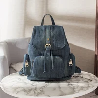 Denim Small Backpack for Teenage Girls New College Fashion Travel Shoulder Bag women Backpacks School Bags Mochila bagpack blue 2