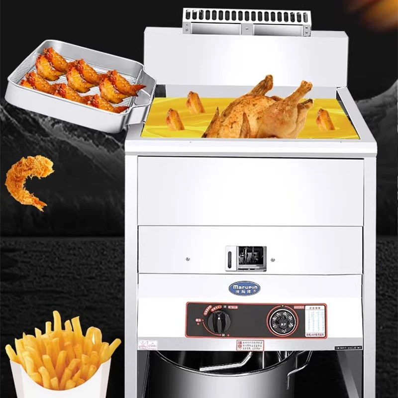 30L/40L LPG Gas Deep Fryer 30 Liter Commercial 1 Tank Chicken Frying Machine with Thermostat Temperature Control 3