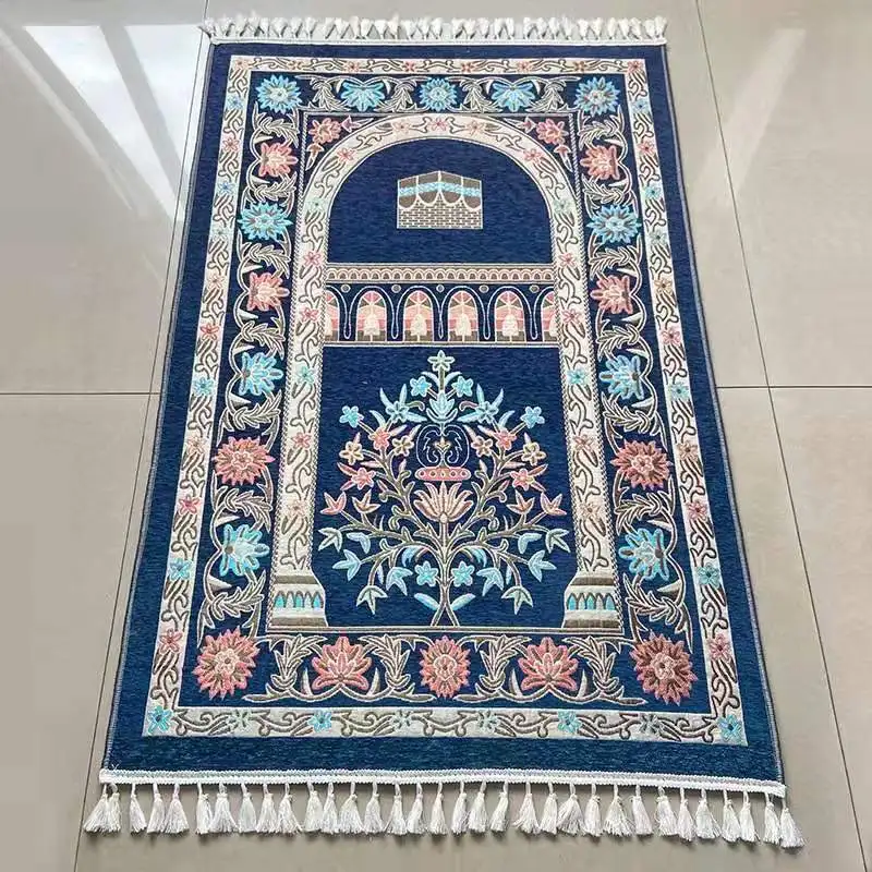 

Prayer Mat for Muslim Ramadan, Chenier Carpet, Worship Kneel, Embossing Floor Carpets, Non-Slip, Portable Travel Rug, Midd