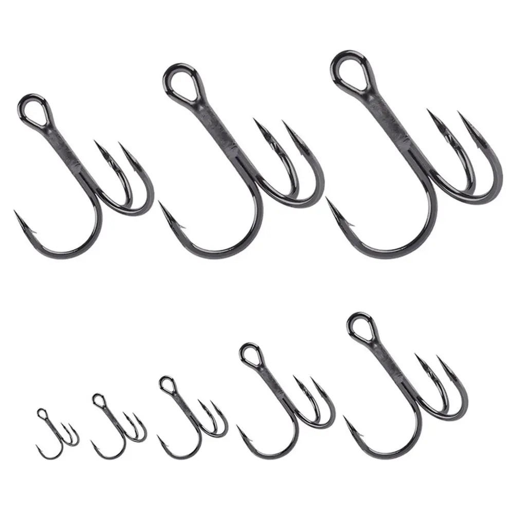 Description Picture 5 of item50PCS/Set Black Nickel Sharpened Barbed Hooks Durable Treble Jig High Carbon Steel Fishing Tackle Fishhooks