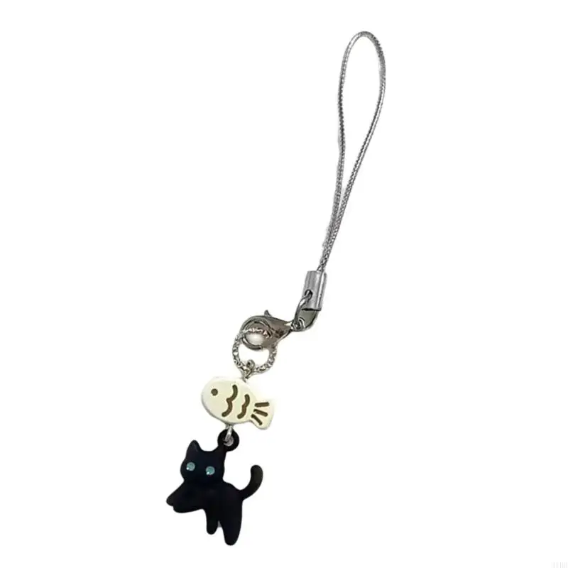 BENECREAT Ciondoli Per Cellulare Gatto - 6 Pezzi Portachiavi In Vetro E Resina - Lunghezza 14,5 Cm - 3