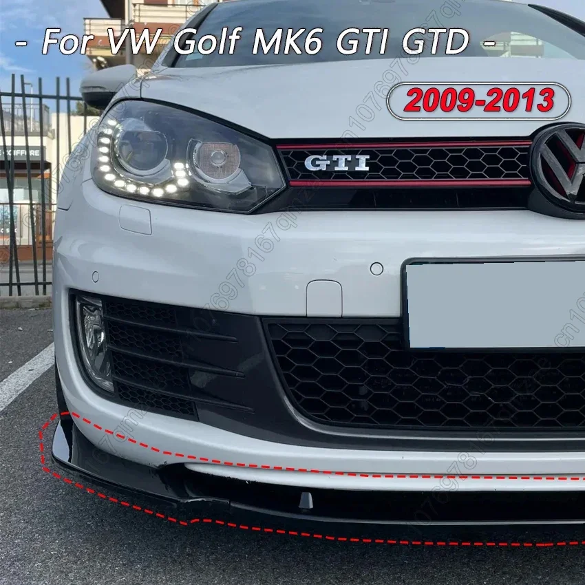 【確認用】 フロントバンパーリップスポイラースプリッター VW ゴルフ MK6 GTI GTD