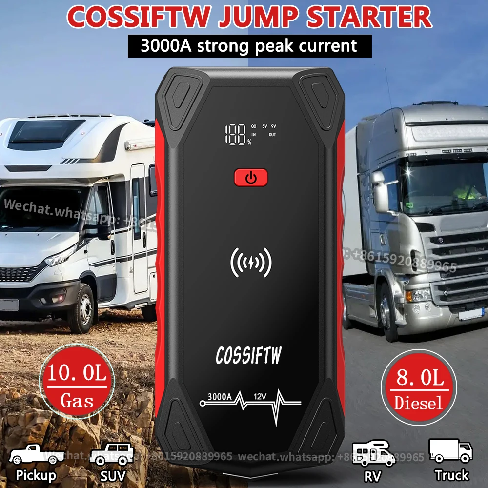 

Car Battery Charger 3000A Jump Starter 20000mAh Power Bank With Safety Hammer Portable Auto Booster Starting Device