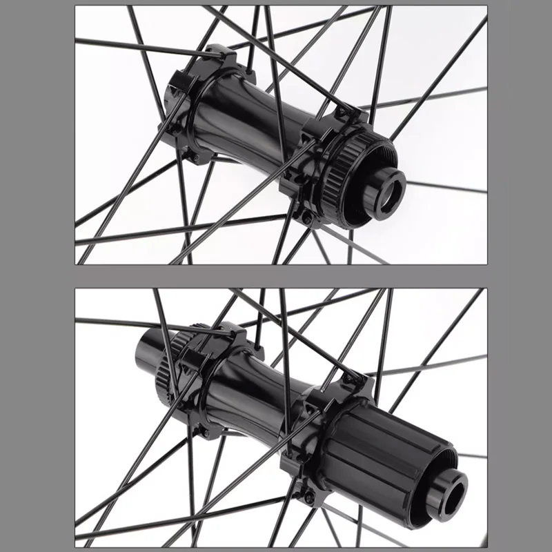 Carbon Fiber Road Bike Thru Axle Wheel 100x12mm 142x12mm Center Lock Disc Brake No Logo 38mm/44/50/60/85mm 700C Road Wheelset