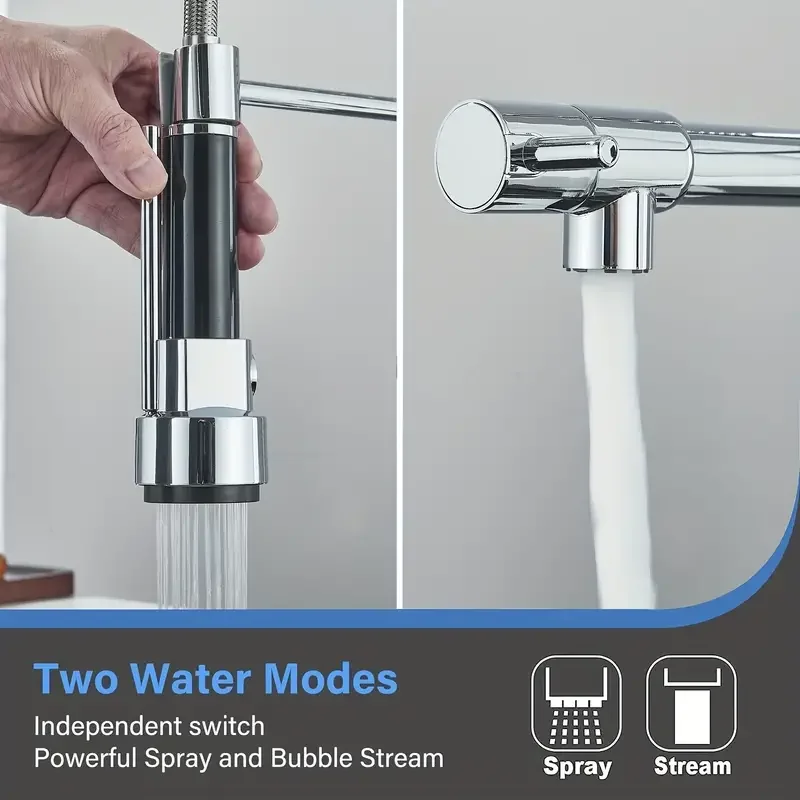 Kitchen Faucet with pull-down spray high arc spring commercial kitchen sink faucet 360 ° universal telescopic splash nozzle