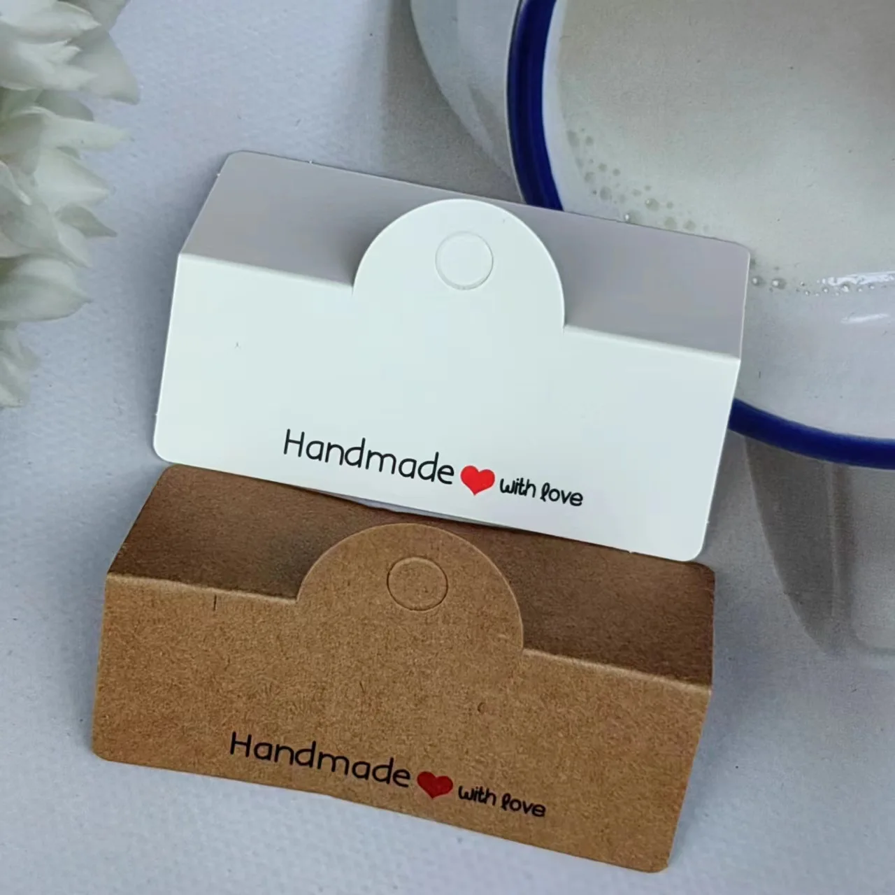50 Stück faltbare handgemachte Liebe Schmuck Verpackung Display Karten Kopf Hängen Tags Karton für Schlüsselanhänger Halsketten kleine Unternehmen – Detail 6