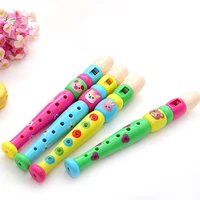 1PC Kids Toys Cartoon Short Flute Sound Kid Woodwind Musical Instrument Type 6-Holes Recorder Wooden Flute 2