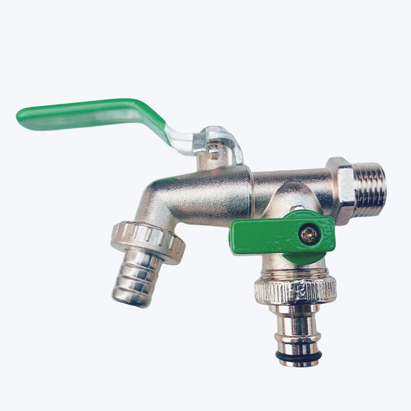 1pcs Gardening zinc alloy faucet one in two out 4 points faucet Green 6