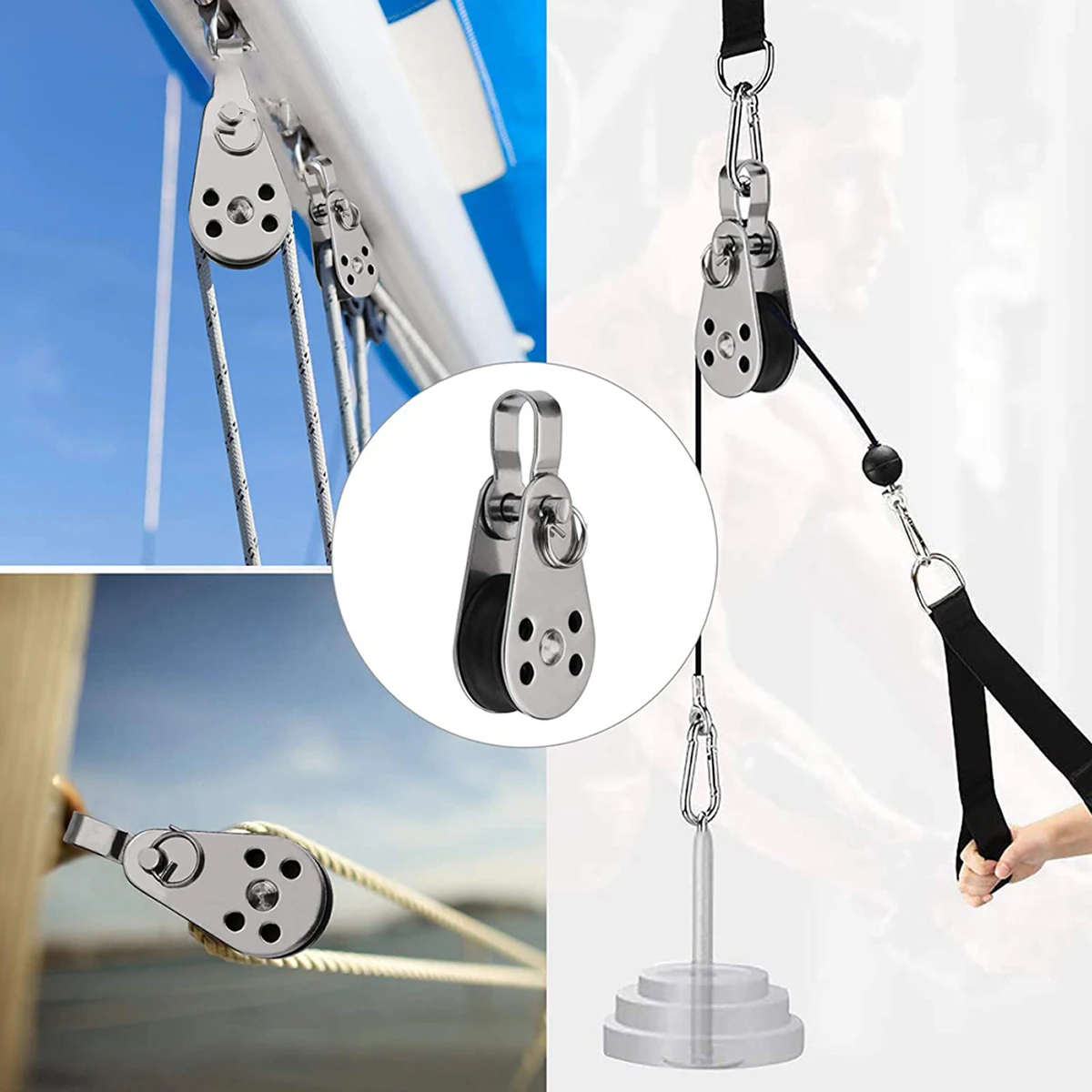 Rope Pulley Marine Accessories Marine Hardware 25mm 316 Stainless Steel Pulley For Block Rope Runner Kayak Boat