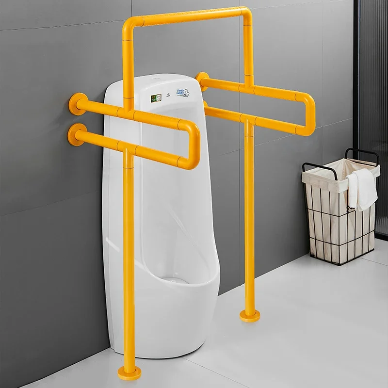 Bathroom Urinal Handrail,Stainless Steel Safety Bar with Luminous Ring Public Toilet Barrier-free Handle Toilet Grab Bars Safety