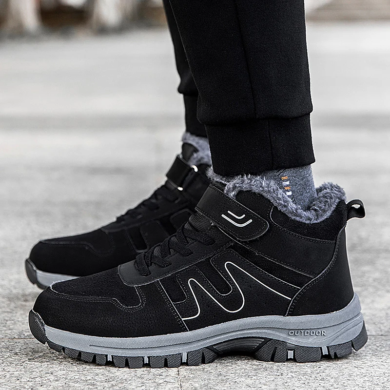 

Зимние мужские и женские ботинки 2022, плюшевые кожаные водонепроницаемые Нескользящие кроссовки для пары, охотничья обувь, уличные теплые походные ботинки для мужчин