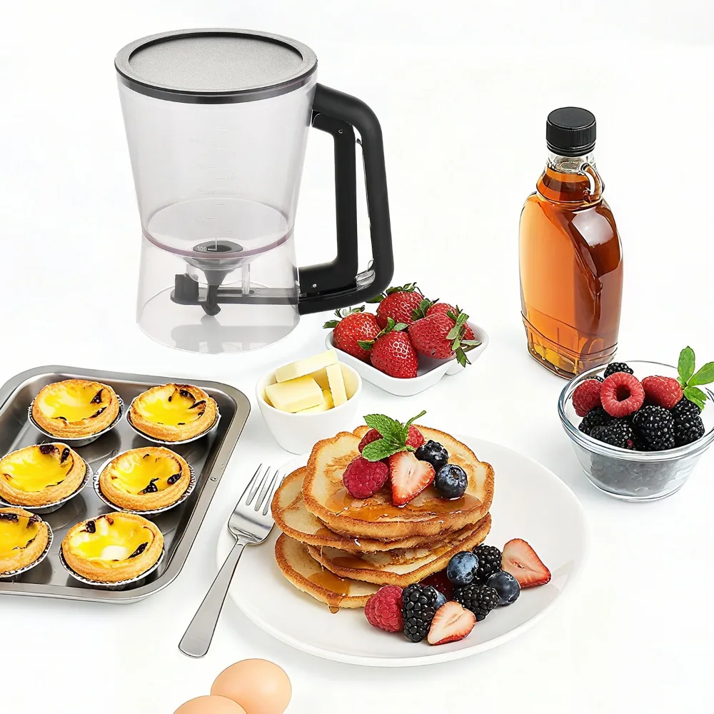 Handheld Pancake Batter Dispenser with Scale Drip-stopping Valve Cupcake Batter Dispenser Precise Control Large Capacity