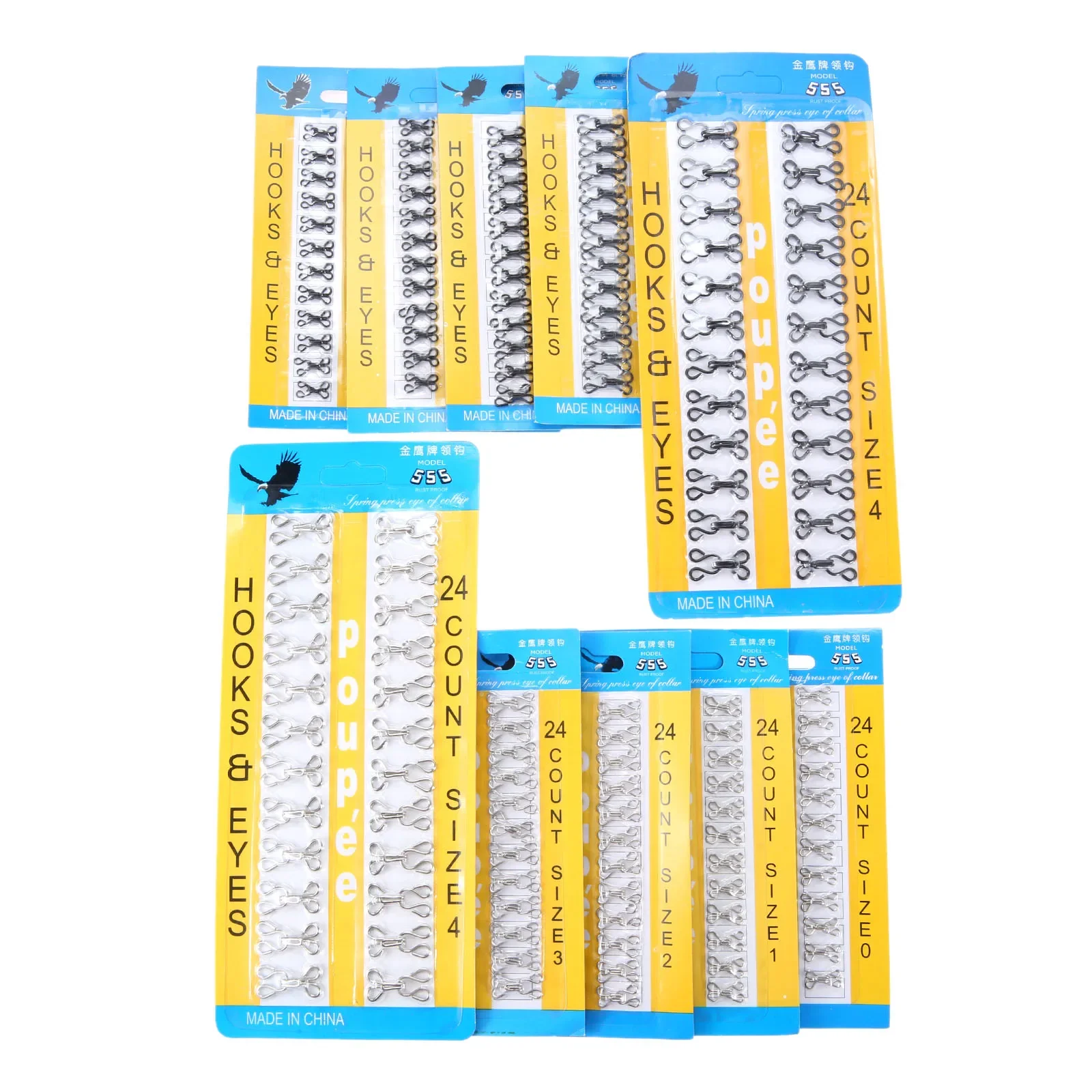 Garment Sewing Accessories 2 Bags Cloth Hook and Eye Fastener Metal Buckle Button for Suit Dress Collar Jacket Woolen Coat Shirt