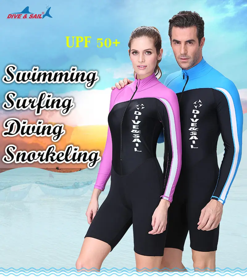

1.5MM Neoprene Wetsuit Men Women Long/Short Sleeve Trunk One Piece Wet Suits For Swimming Jumpsuit Surfing Rash Guards