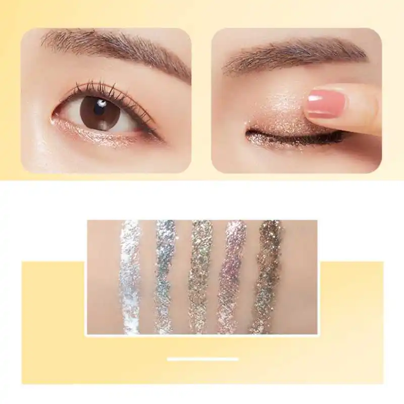Liquid Eyeshadow Pearlescent Diamond 5-color Sequins MakeUp Smooth Mini Fine Brush