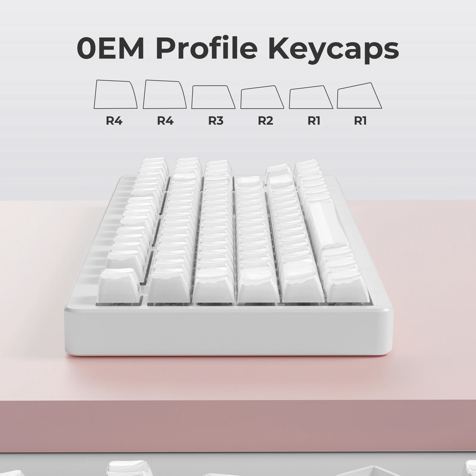 XVX New Translucent Jelly Side Print Keycaps White OEM Profile
