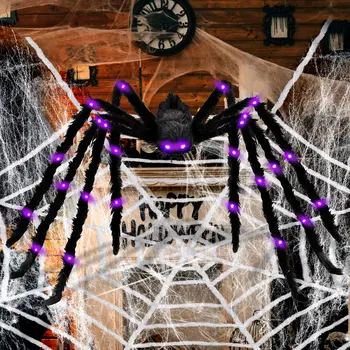 Halloween Giant LED Light-Up Spider Decoration for Outdoor Yard Party and Haunted House Decor