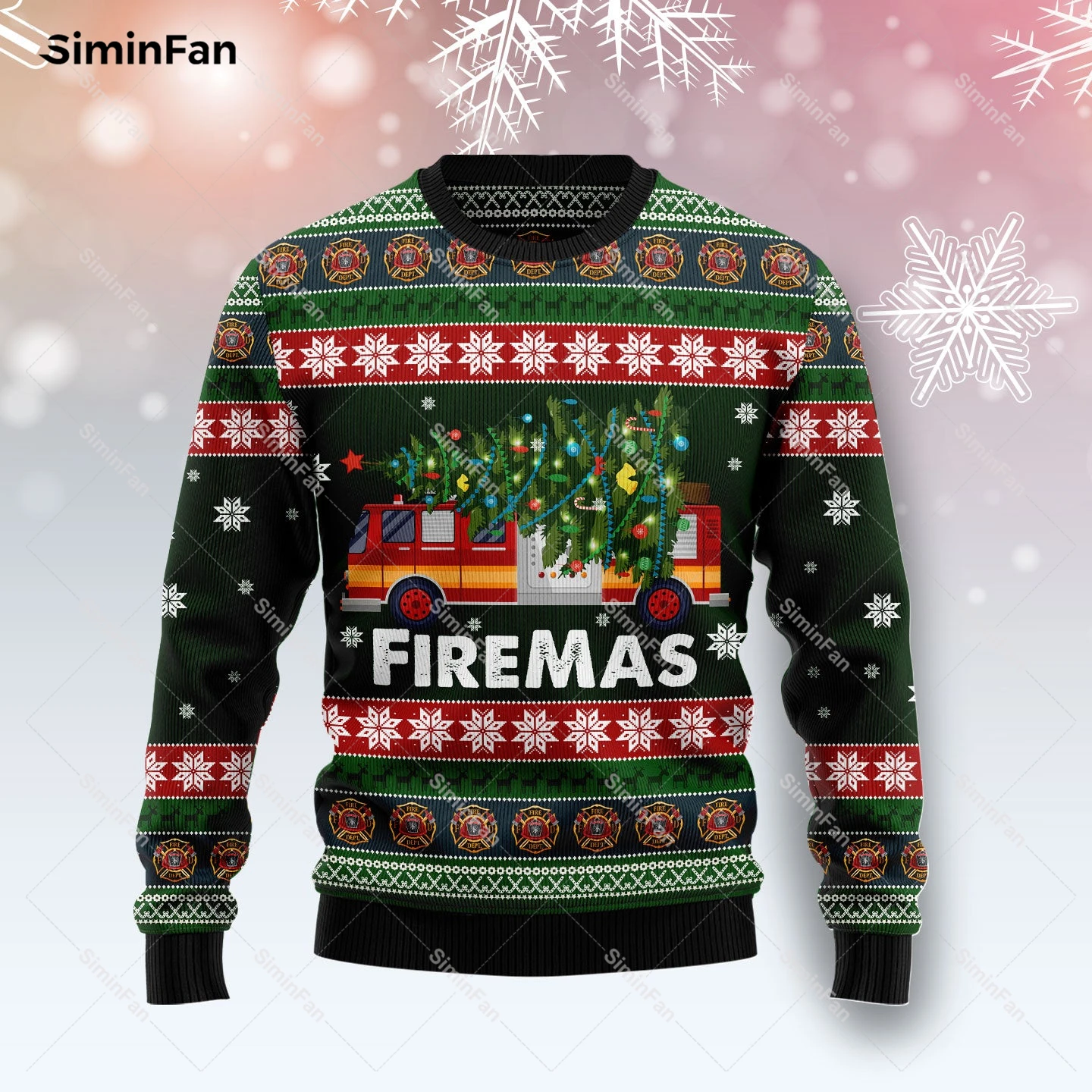 

Firefighter Ugly Christmas 3D All Over Printed Men Pullover Casual Sweatshirt Long Sleeve Shirts Coat Unisex Outwear Streetwear