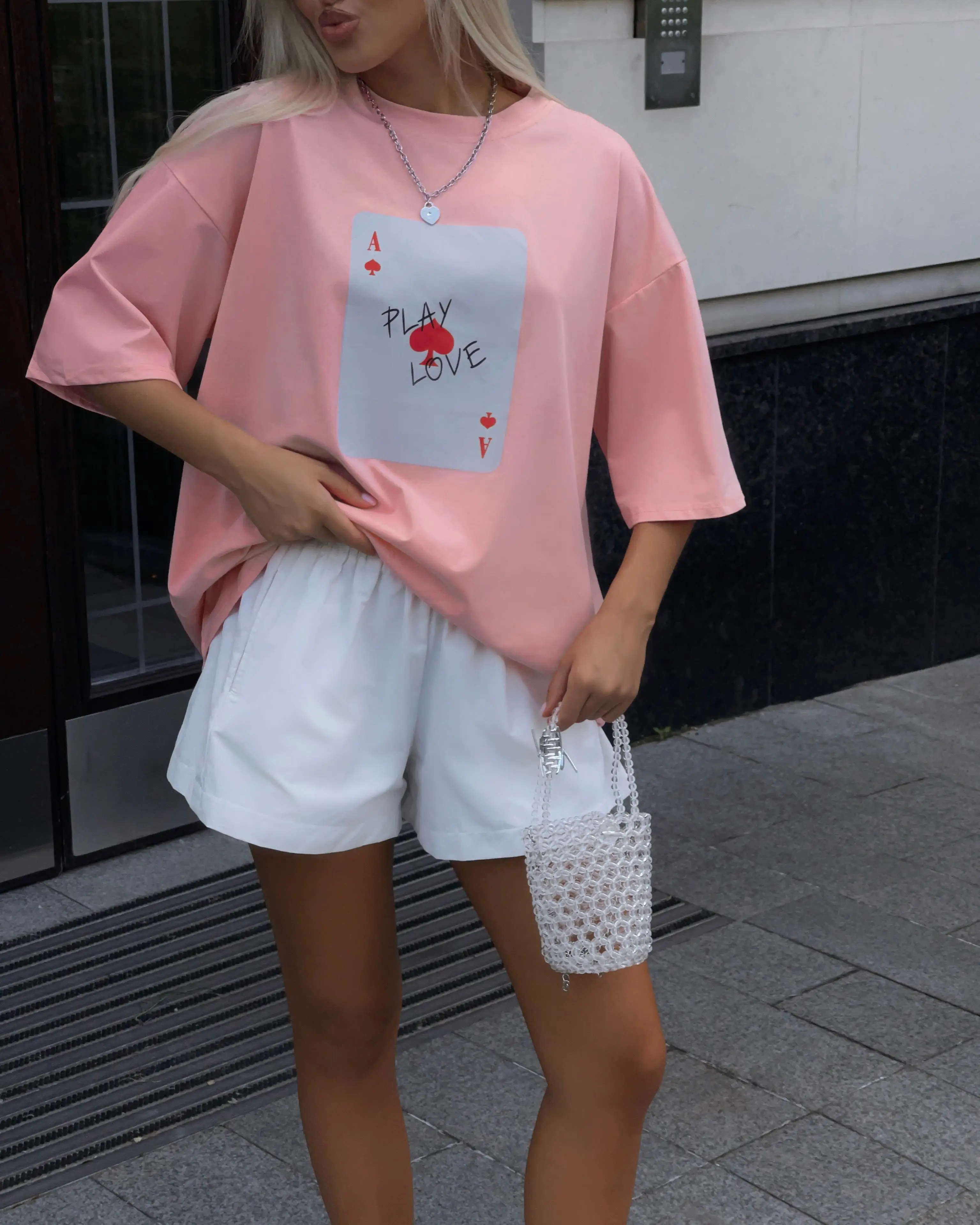 Bornladies 100% Cotton Poker Card Printed T-Shirt Women's Fashionable O-Neck Loose Short Sleeved Female Summer New Casual Top