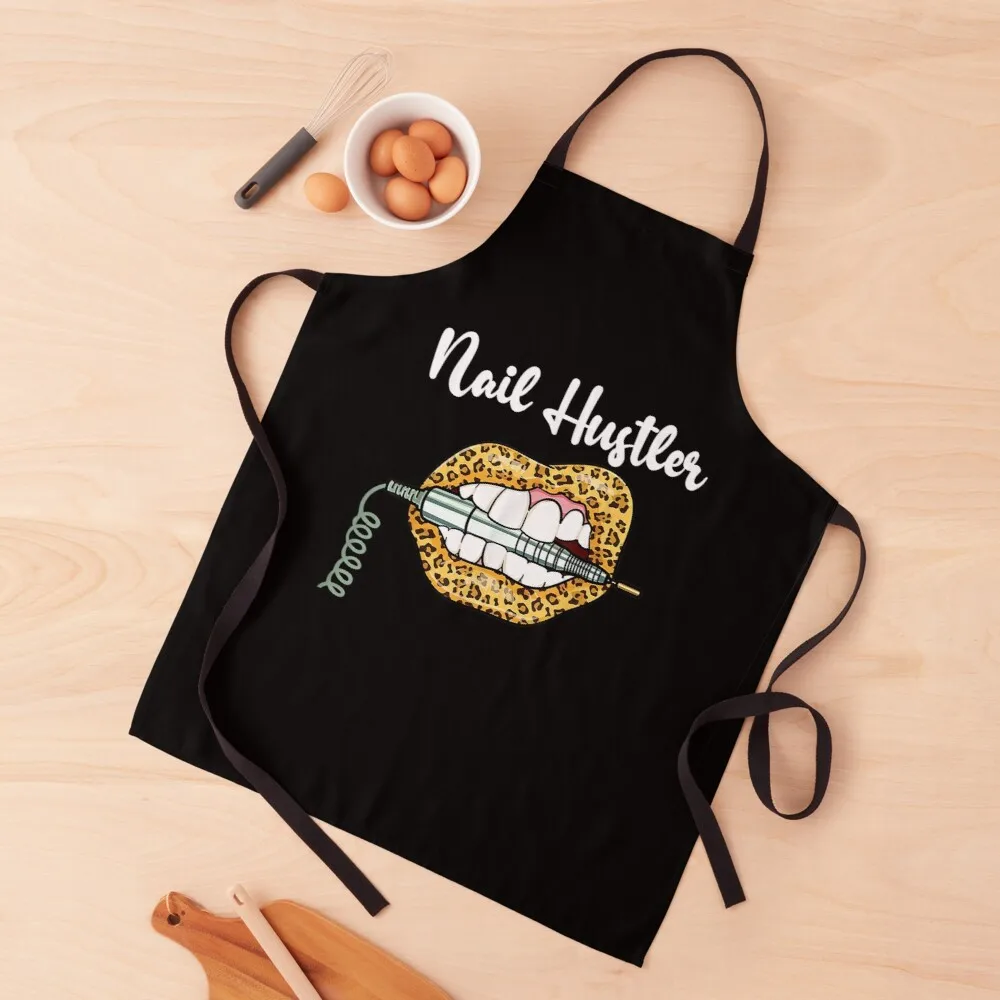 

Leopard Lips With Nail Technician Drill Cool Nail Hustler Apron Women kitchen apron kitchen wear Kitchenwear