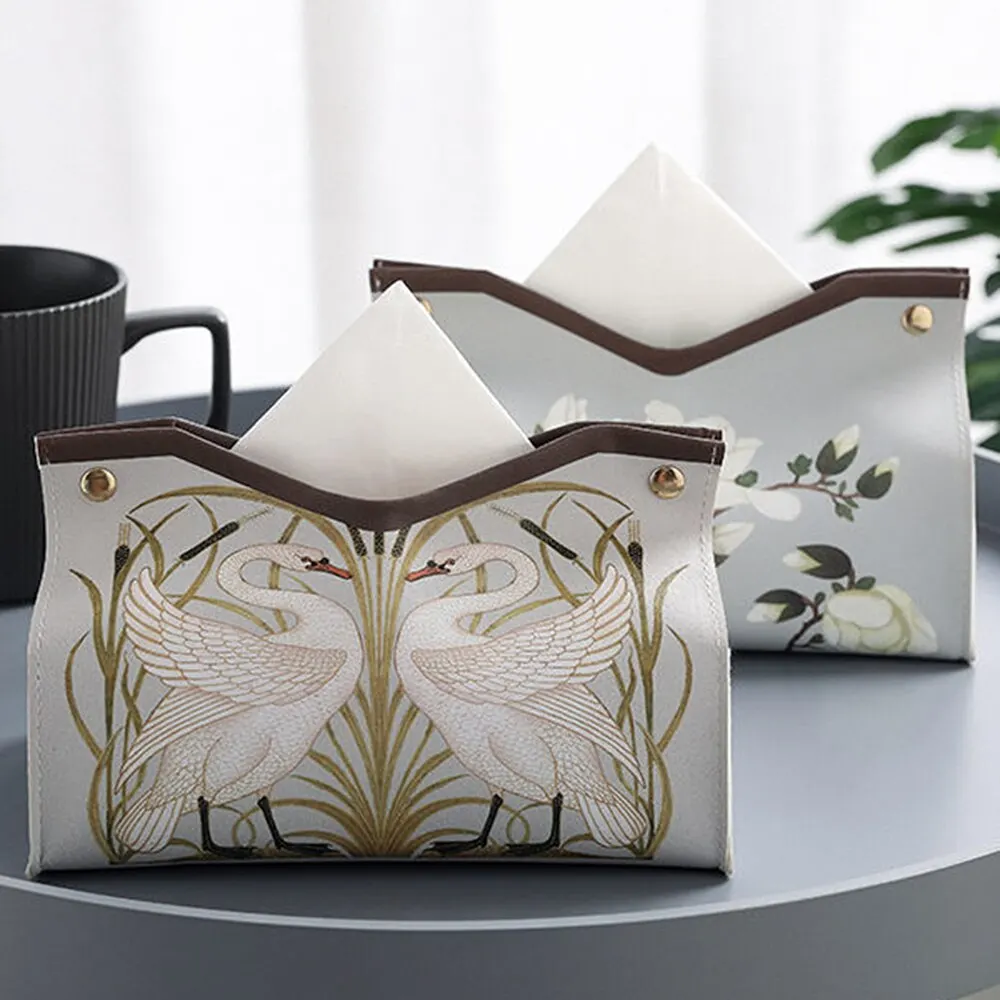 Tissue Box Tissue Dispenser Folding Pu Leather Napkin Holder Storage