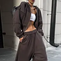 Survêtement Vintage Y2K High Street pour femmes, ample, manches longues, vestes à capuche avec taille élastique, pantalon de survêtement droit, 2 pièces 3
